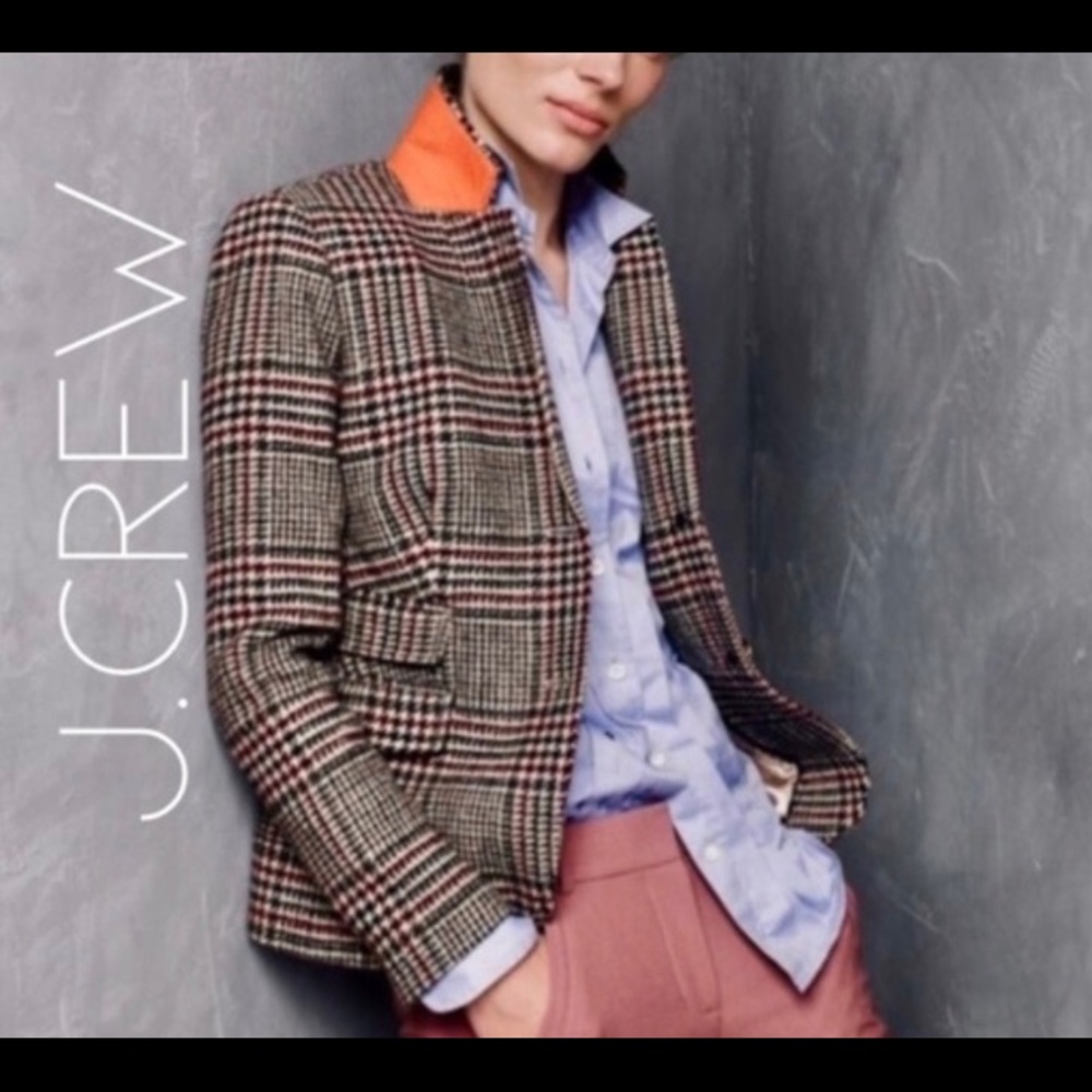 J. Crew Schoolboy Houndstooth Plaid Wool Blazer